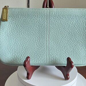 Rare Coach Sonoma Green Leather Large Cosmetic Pouch EVC ~ Vintage